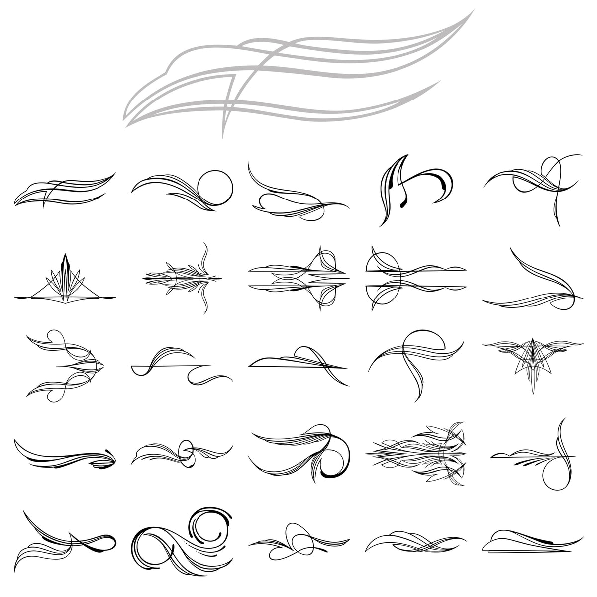 Briskie Collection pinstripe vinyl decal set shown in a grid.