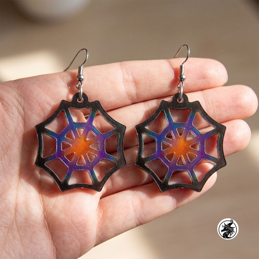 Spiderweb Dangle Halloween Earrings - Customize it!