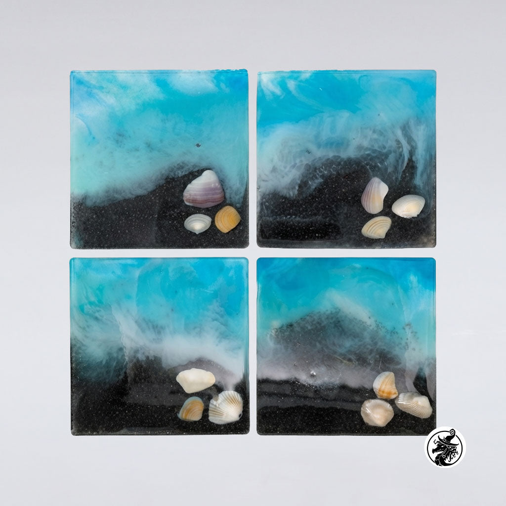 Black Sand Beach Coaster with Stand