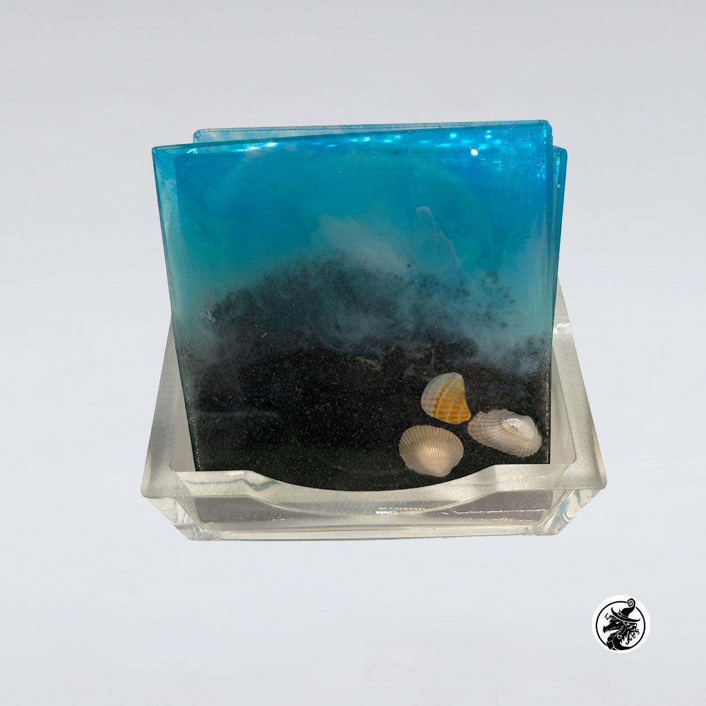 Black Sand Beach Coaster with Stand
