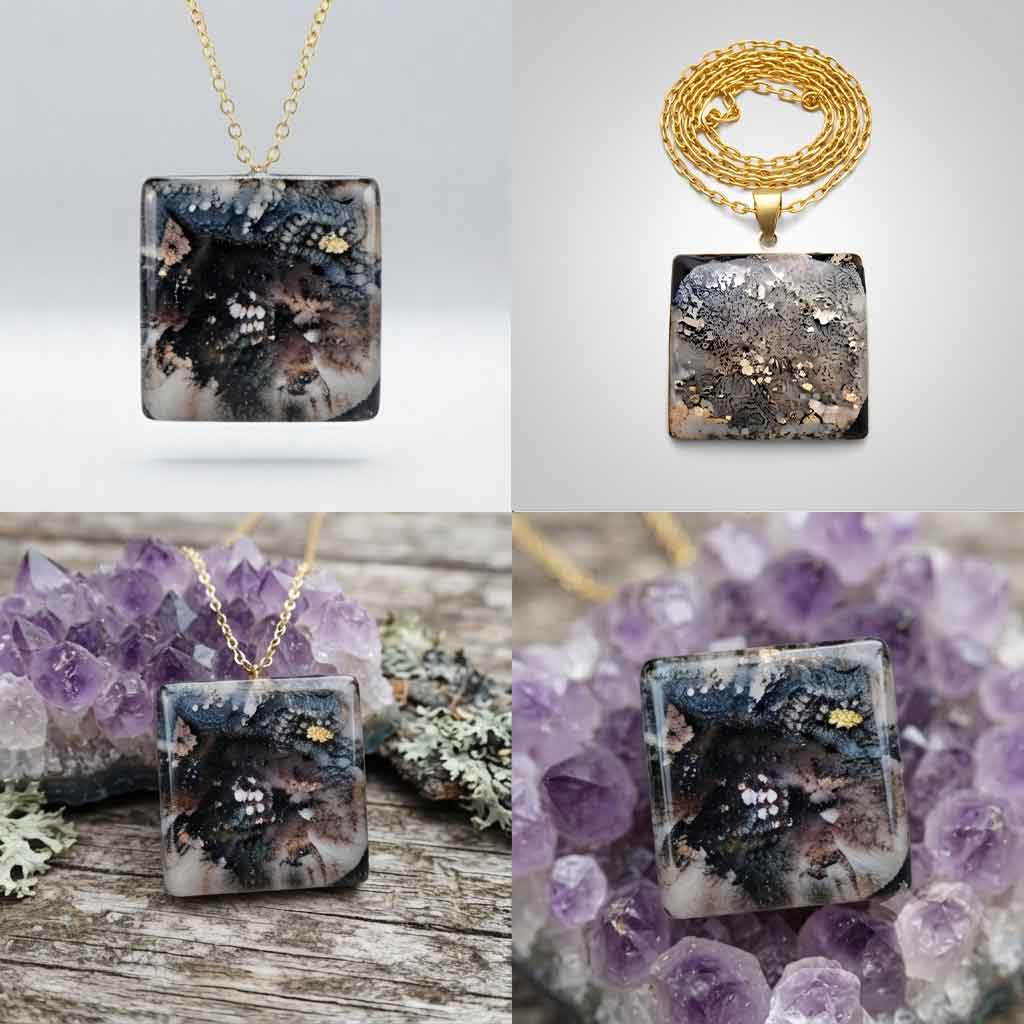 Bronze Smokey Swirl Square Pendant