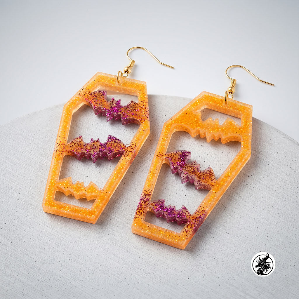 Skeleton Coffin Lattice Dangle Earrings