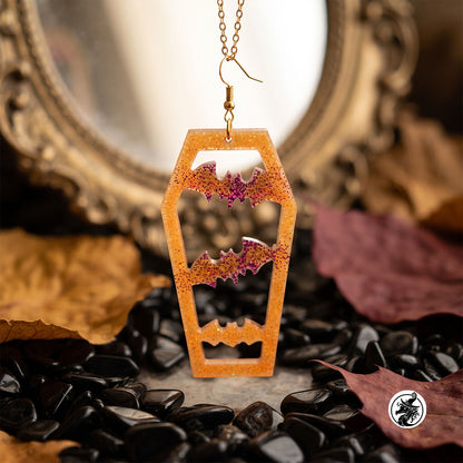 Skeleton Coffin Lattice Dangle Earrings
