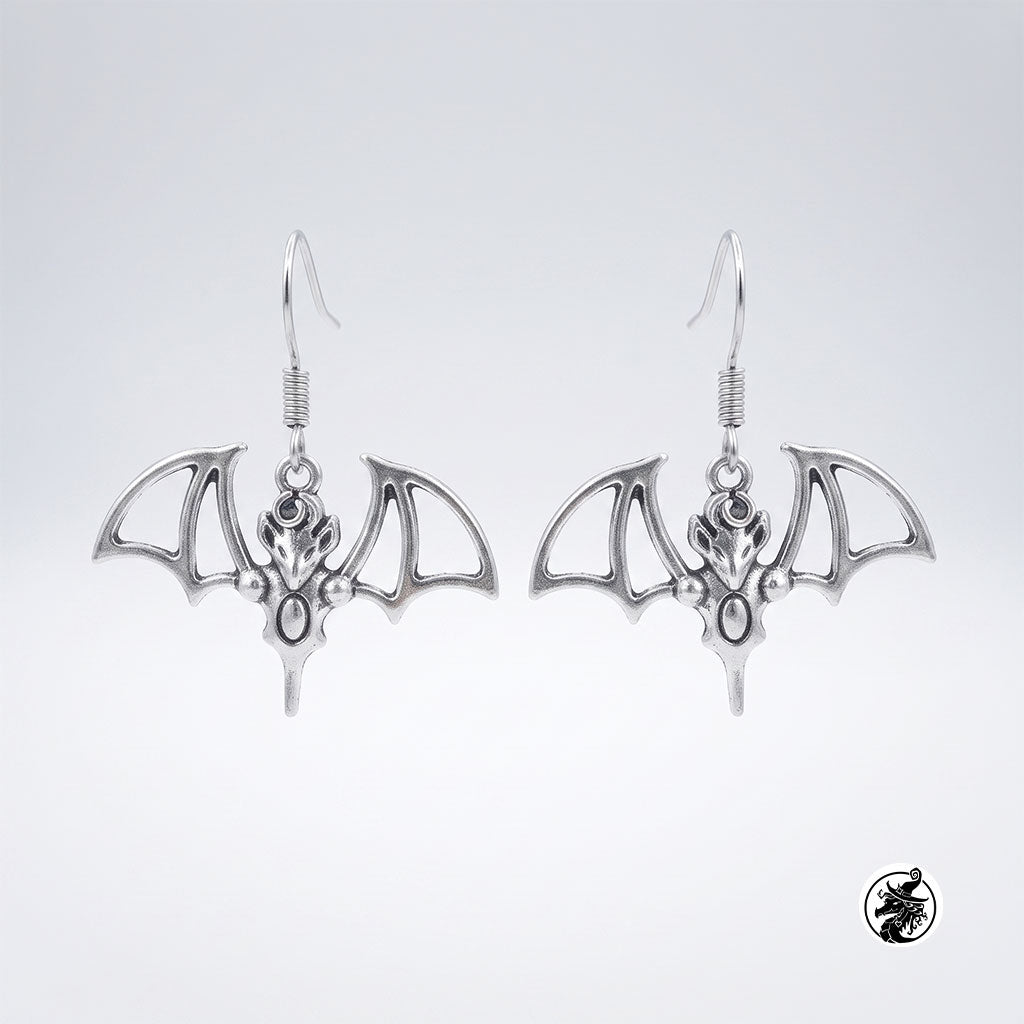 Gothic Dangle Earrings - Polished Silver