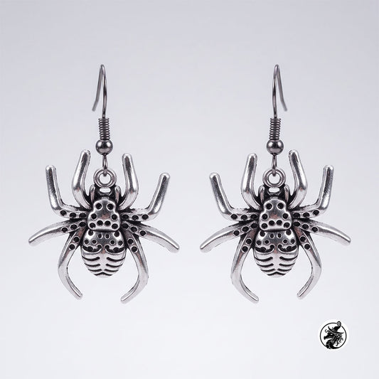 Gothic Dangle Earrings - Polished Silver