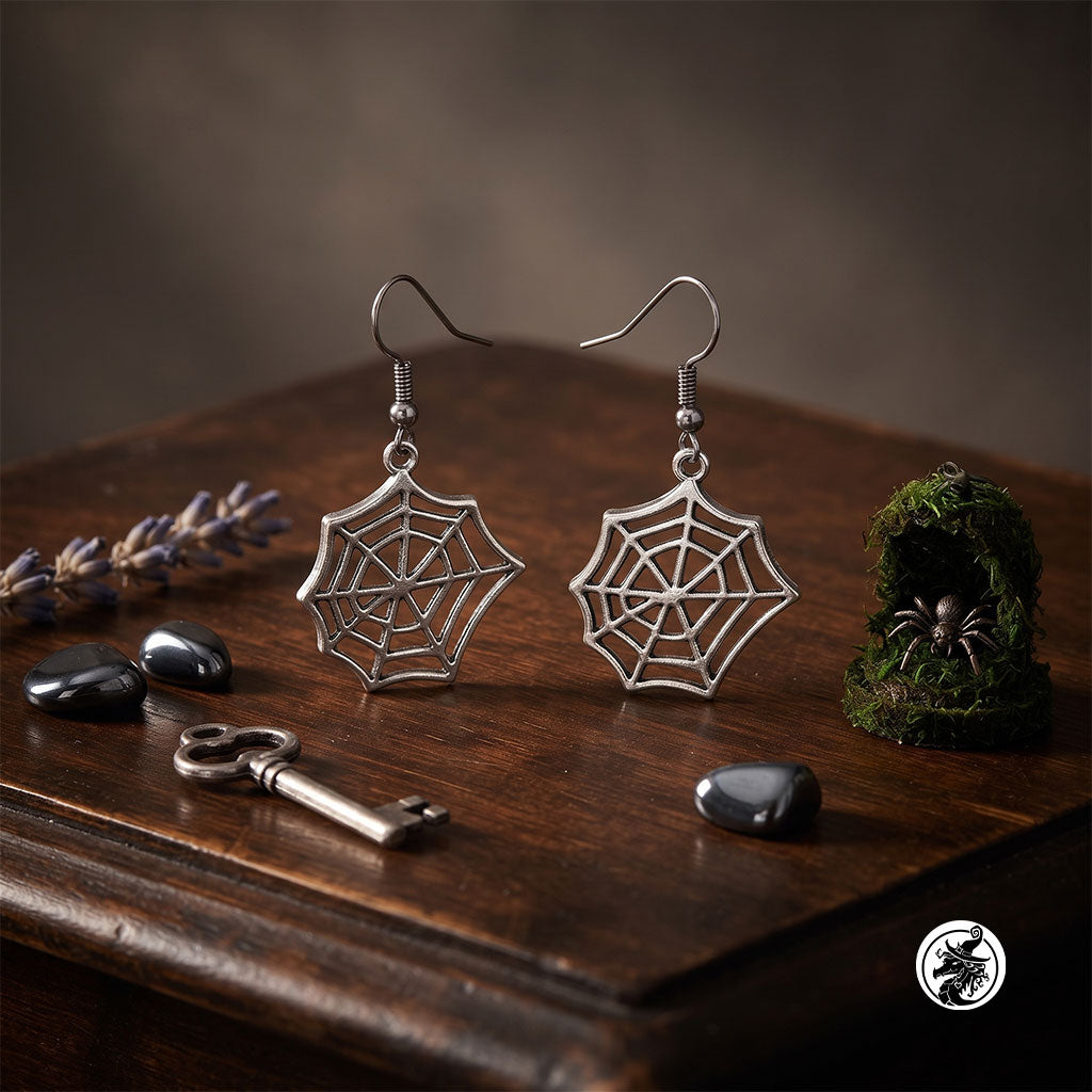 Gothic Dangle Earrings - Polished Silver