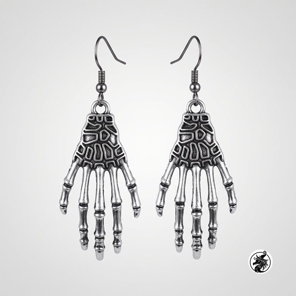 Gothic Dangle Earrings - Polished Silver