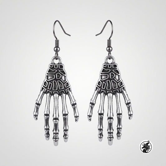 Gothic Dangle  Halloween Earrings - Polished Silver