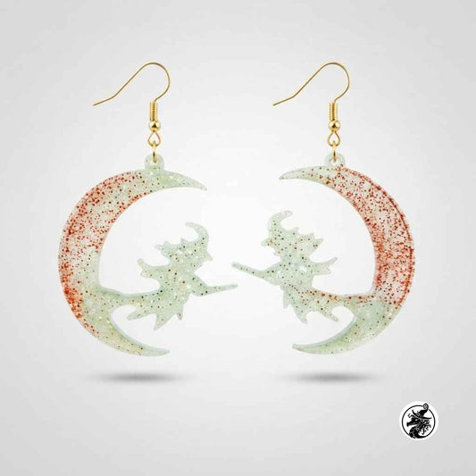 Witch on the Moon Dangle Earrings