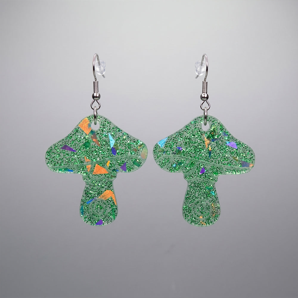 Custom Holographic Mushroom Earrings