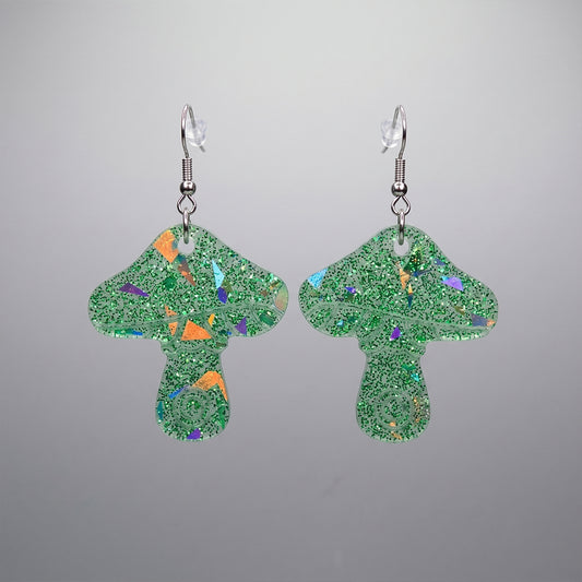 Custom Holographic Mushroom Earrings