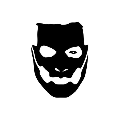The Band Ghost Decals by GorgeousDragon Designs LLC. feature a black abstract face with large mouth, uneven eyes, and sharp cheek contours on white—ideal for fans seeking unique heavy metal car graphics or vinyl decals.