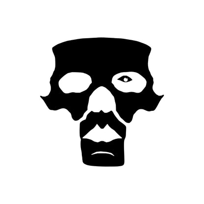 Black and white optical illusion of a skull and two faces in profile, featuring one eye in the left socket—ideal for The Band Ghost Decals by GorgeousDragon Designs LLC. Perfect for vinyl decals or heavy metal car graphics.