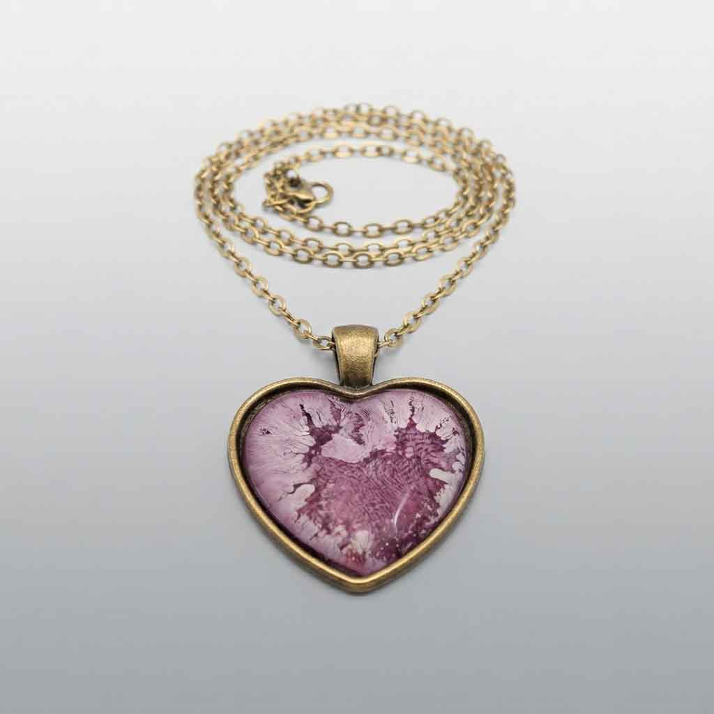 Plum Moss & Pink Heart Pendant