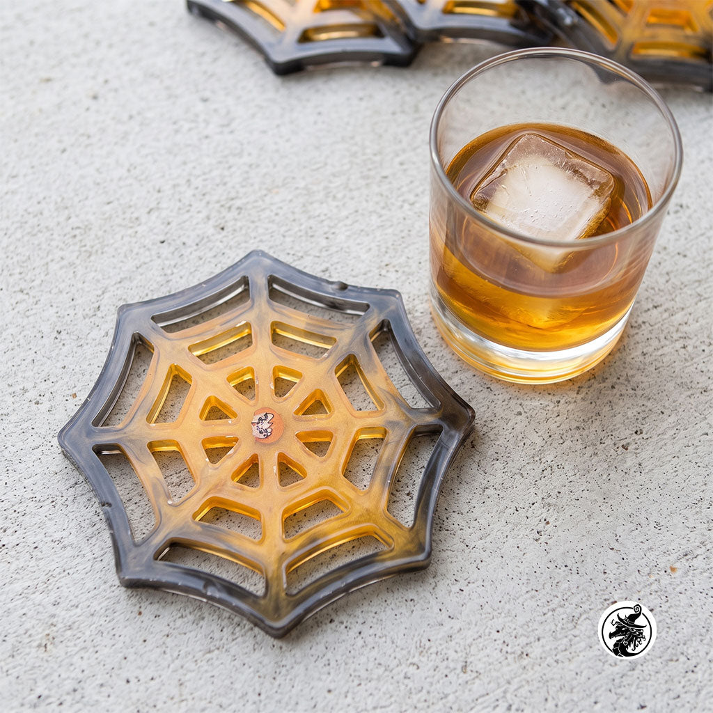 Spiderweb Coaster Set of 4 with Stand - Customize it!