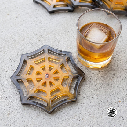Spiderweb Coaster Set of 4 with Stand - Customize it!