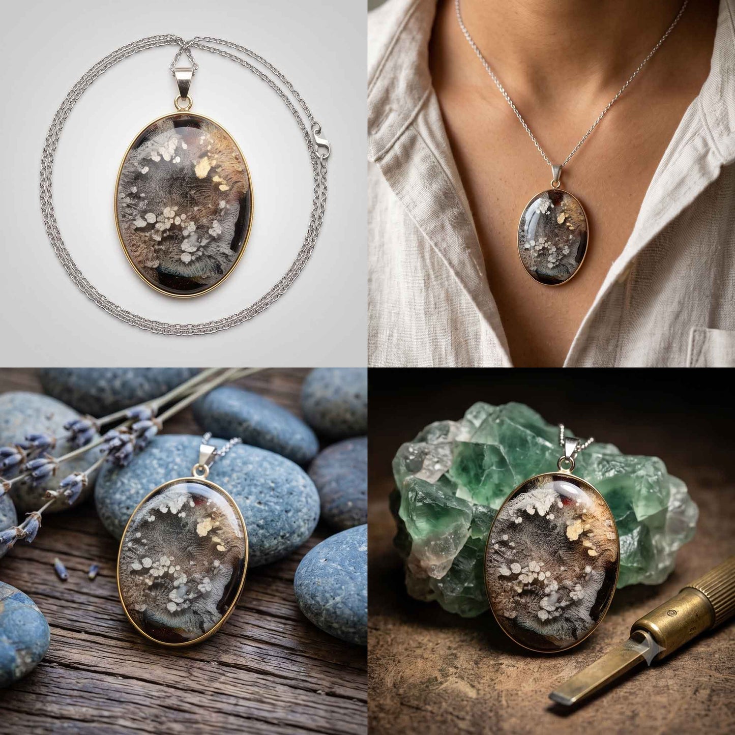 Smokey Gold Oval Pendant