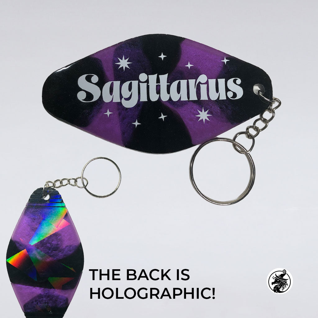 Holographic Zodiac Hotel Tag Keychain - Customize it!